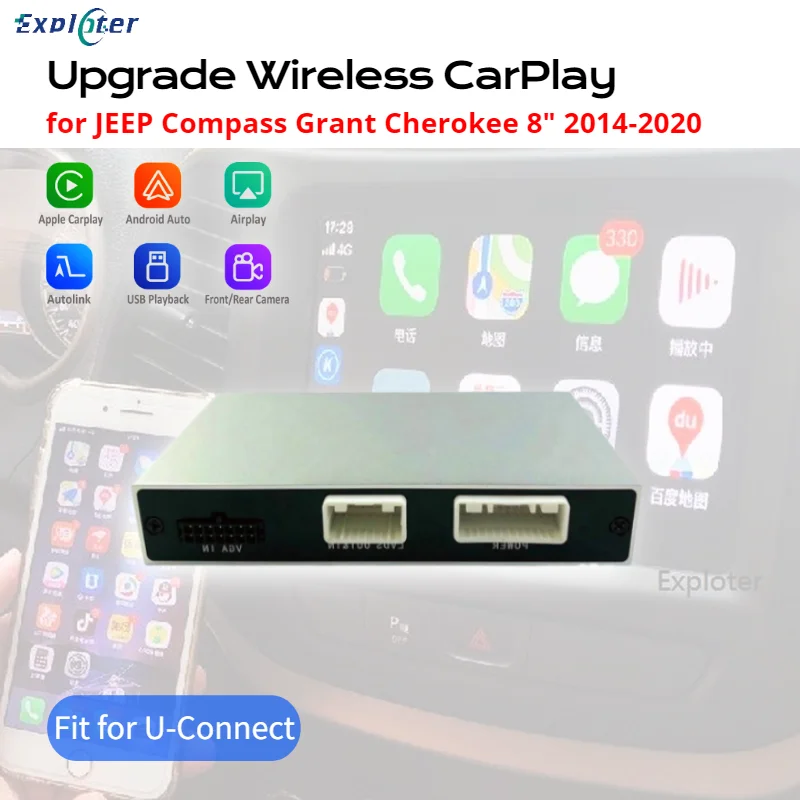Exploter Беспроводной Carplay адаптер обновления для Jeep Compass Grand Cherokee с u-образным