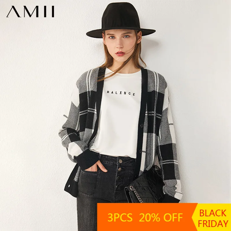 AMII Minimalism Autumn Winter Cardigans For Women