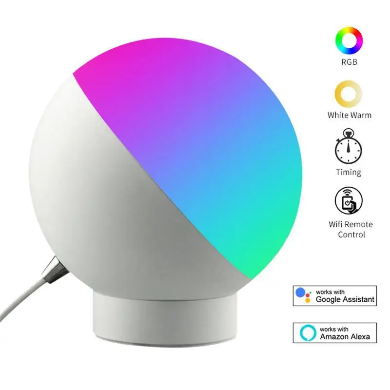 Smart Life APP WiFi Ночной светильник с дистанционным управлением, настольный светильник с регулируемой яркостью, голосовое управление через Alexa Google Home, таймер, цветной сменный