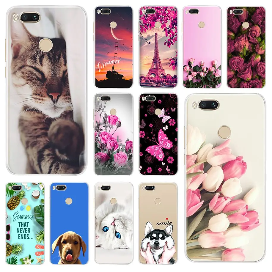 

For Coque Xiaomi Mi A1 Case Xiaomi Mi 5X Cover Silicone Cat Flower Painted Soft Phone Case For Xiaomi Mi A1 MIA1 Mi5X Back Cover