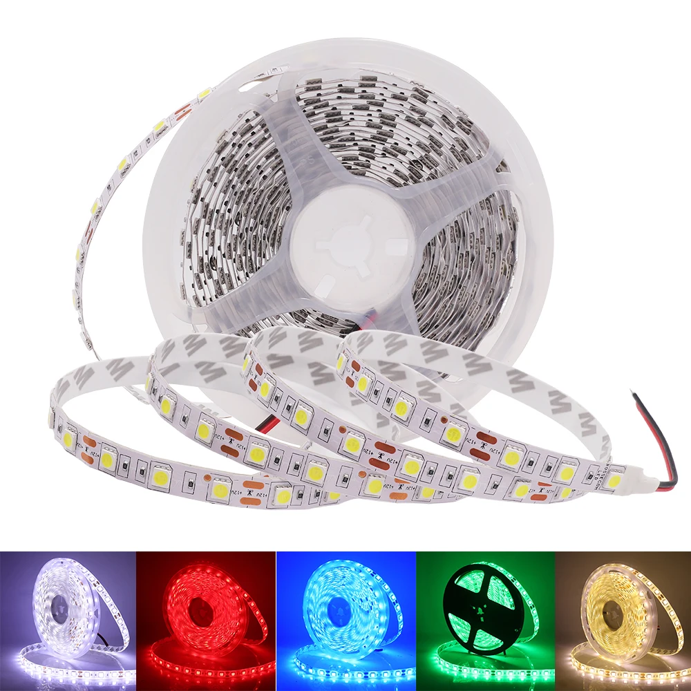 Цветная (RGB) Светодиодные ленты DC 12V 5050 2835 60 светодиодов/m Водонепроницаемый гибкие