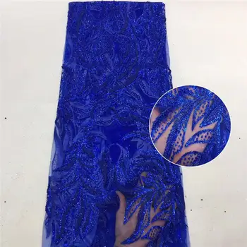 

2020 high quality sequence French Nigerian sequins net lace, African tulle mesh lace fabric for dress 5 yards / lot ZH0417