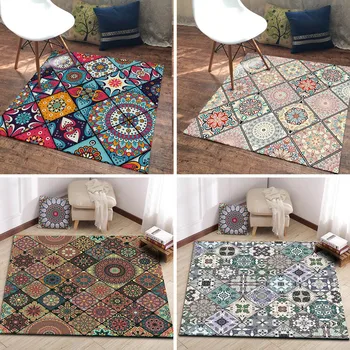 

Ethnic Style Bohemian Color European-style Floral Square Living Room Bedroom Floor Mats Carpet Tables and Chairs Non-slip Mats