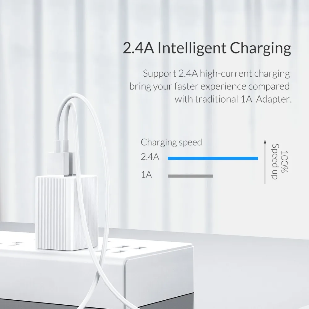 ORICO 5 в 2,4 A* 2 USB зарядное устройство для путешествий с американским разъемом, мини-адаптер с двумя портами USB для iPhone, huawei, Xiaomi, Android, настенное зарядное устройство для телефона