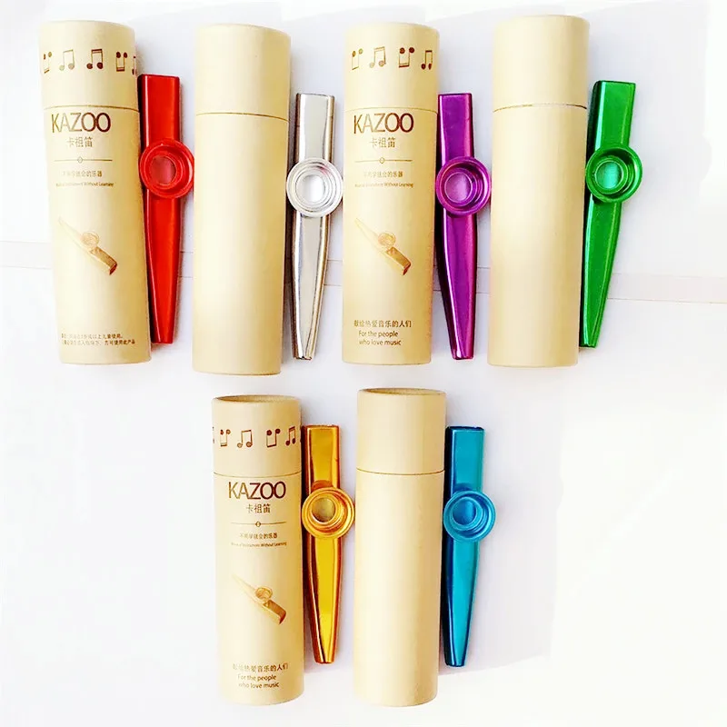 Flûte traversière,Kazoos en métal avec boîte,Instruments de musique