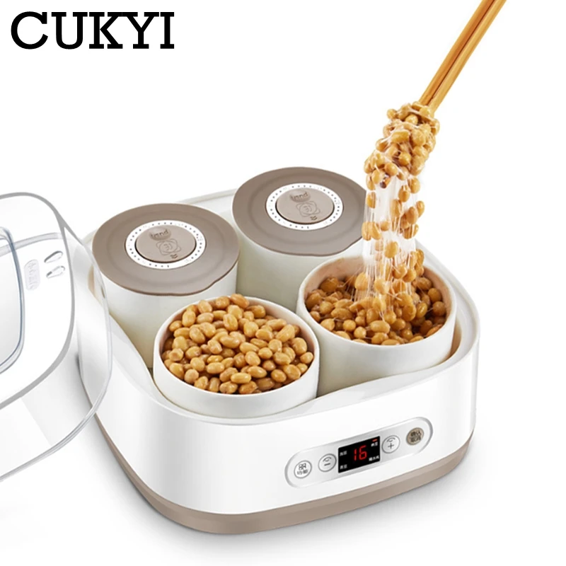 CUKYI 1.5L Household Natto Machine Electric Rice Wine Yogurt Maker Automatic Fermentation Ceramic Container 220V 3