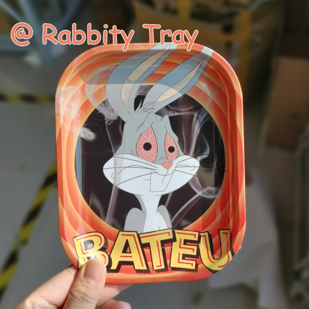Top Quality Cartoon Rabbity Rolling Tray For Smoke Tobacco Herb 18*14CM  Cigarette Tinplate Plate Bunny Tray Smoking Accessories - AliExpress