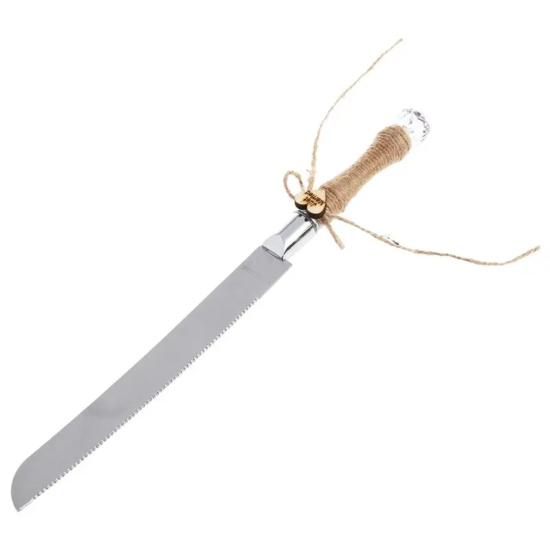 

1 set of silver hemp rope + stainless steel hemp rope bow love Just Married wedding cake knife shovel: 1 cake knife, a cake sh