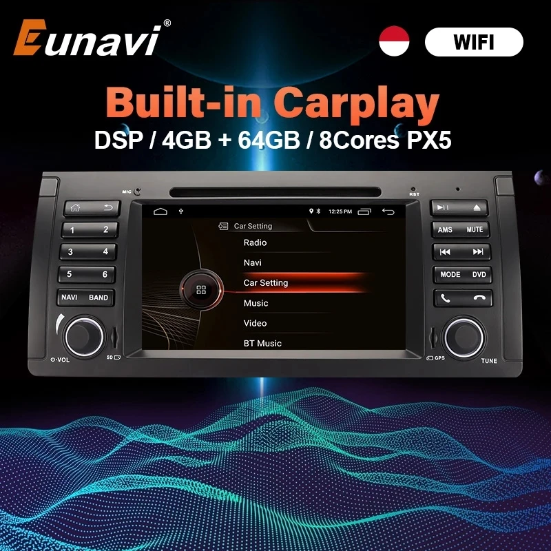 Eunavi DSP 4G+64G Android 10 Car Radio GPS For BMW E53 E39 X5 Series Multimedia Video Player Stereo WIFI Navigation 1 Din DVD