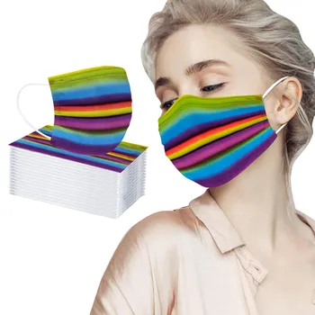 

50pc Adult Fashion Mask Cover Print Mascarillas Disposable Protection Health Care Protective three Layer Breathable Face Mask