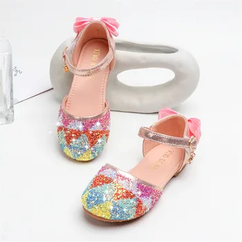 

Fashion Bling Sandals For Girls Round Toe Kids Flats Princess Party Shoes Glitter Children Outdoor Single Shoes Cute Dance Shoes