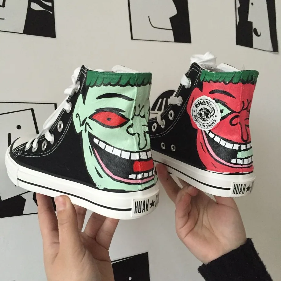 

Hand-Painted Spring/Autumn Lace-Up designer sneakers men mens shoes sports shoes Hip-hop shoes high top sneakers men