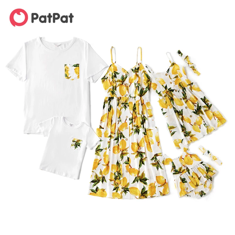 Sleeveless-Dresses Lemon Mom-Girl-Baby Mommy Summer New And Tank Mosaic Patpat for Knee-Length
