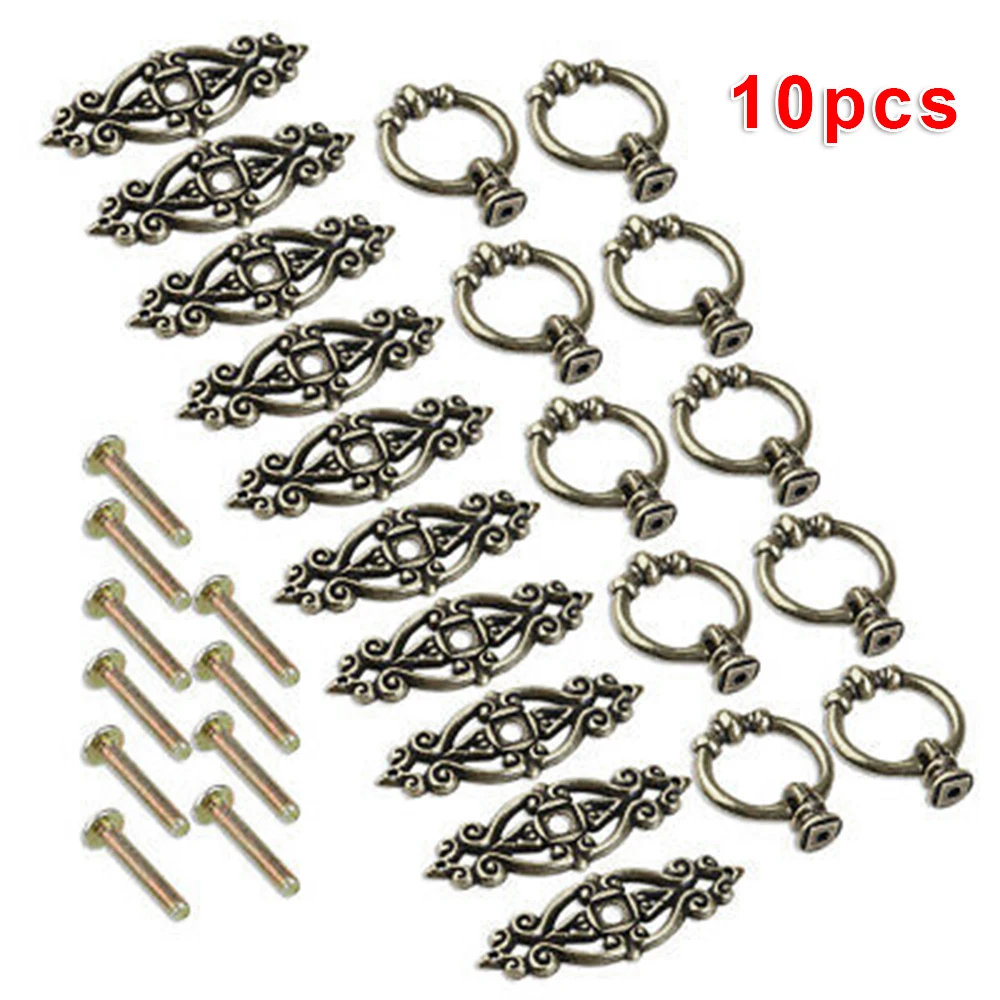 

10pcs Zinc Alloy Cabinet Handles Kitchen Bedroom Woodworking Cupboard Dresser Drawer Wardrobe Door Ring Pulls