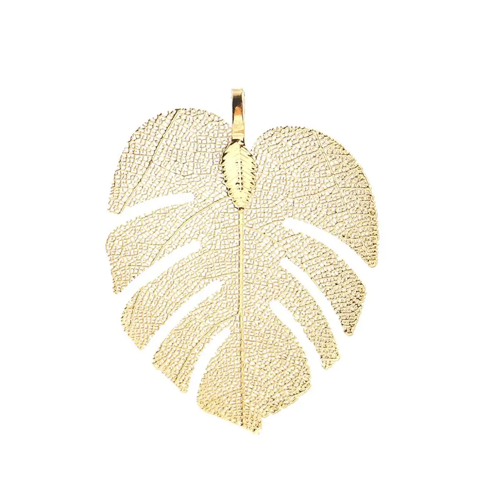 

DoreenBeads Copper & Natural Leaf Pendants Gold Color DIY Charms Fashion Jewelry For Women 53mm(2 1/8") x 40mm(1 5/8"), 1 PC