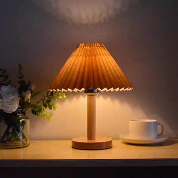 

Abajur free bulb simple solid wood solid color hotel guest room lobby front desk decoration study living room decoration lamp