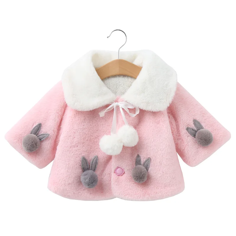 

Winter Warm Thick Parka Faux Fur Fleece Princess Jacket Kids Hooded Outerwear Child Coat Children Girl Clothes