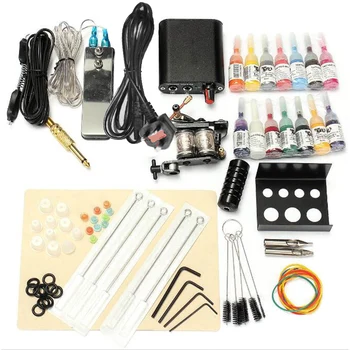 

Tattoo Machine Kit Tattoo Supplies Complete Tattoo Set With 14 Bottles Of Ink For Tattoo Lining & Shading US Plug