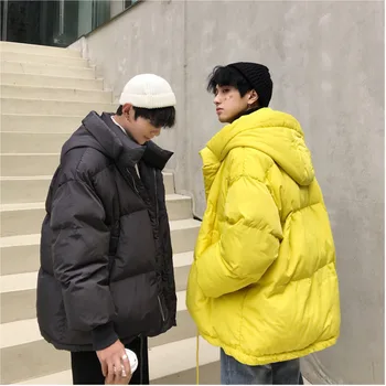 

2019 Winter New Ins Super Fire Hong Style Thick Bread Clothing Fashion Casual Solid Color Cotton Coat Dark Gray / Yellow / Khaki