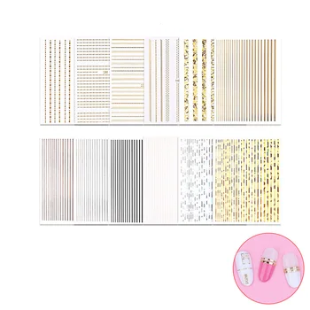 

Gold Silver 3D Nail Sticker Curve Stripe Lines Nails Stickers Adhesive Striping Tape Nail Art Stickers Decals