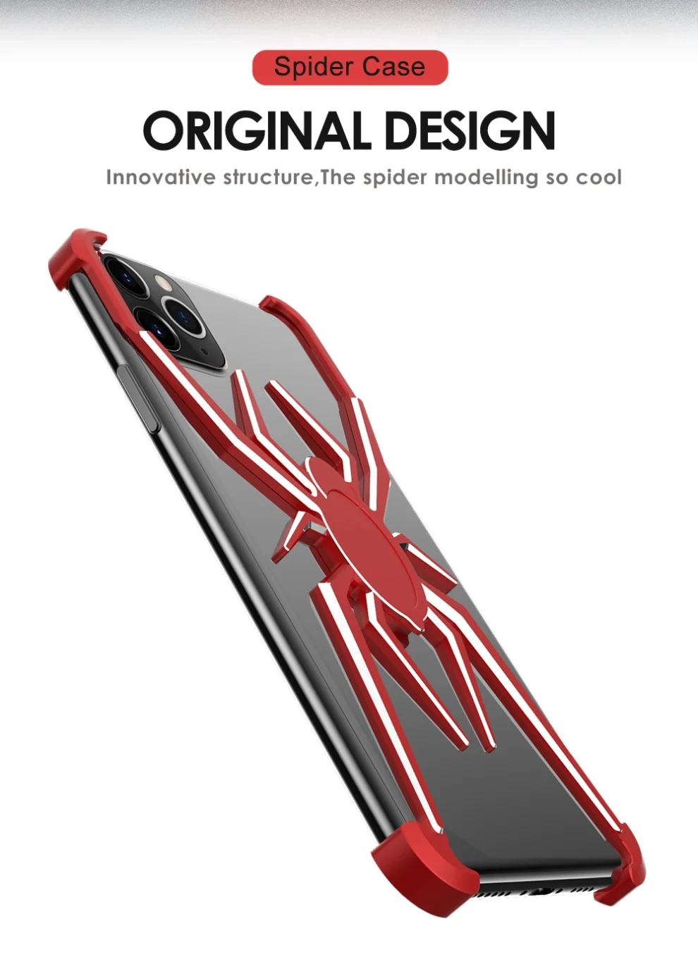 Стильный чехол с элементами паука 2 в 1 для iPhone 11 Pro Max, роскошный тонкий алюминиевый металлический бампер, чехол для iPhone 11/Pro/Max
