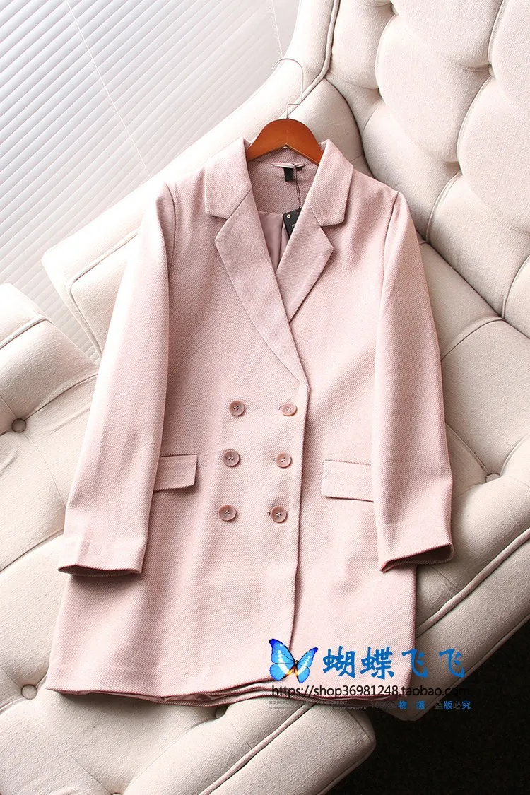 

A Generation of Women's Elegant Suit Collar Double Breasted Mid-length Straight-Cut Woolen Overcoat Entity