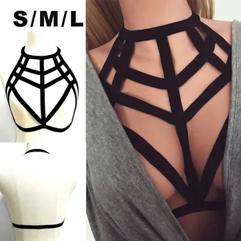 

#Z40 Gothic Women Cage Bustier Belt Vest Sexy Bandage Black Crop Tops For Women Ladies Hollow Strappy Bra Crop Tops Underwear