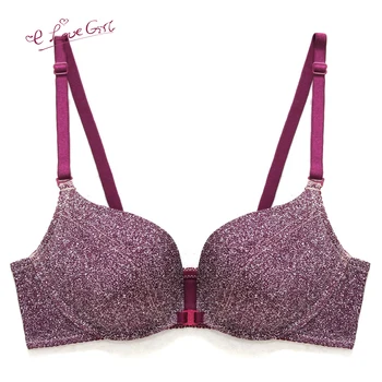 

Elovegirls Gather Push Up Sexy Small Chest Deep V Front Buckle Fashion Underwear Female Without Steel Ring Soft Lingerie