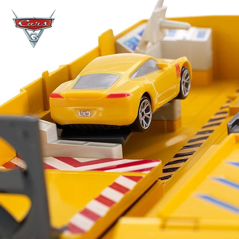 Disney Car Pixar Cars 3 Lightning McQueen Curz Ramirez Storm Jackson Large Transporter Deformation Truck Racing Track FRJ07