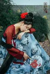 Hanfu Женский костюм Женская Фея Qi грудь юбка летняя женская ежедневное улучшение Hanfu женская рубашка в китайском стиле с большим рукавом