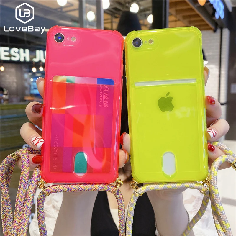 Чехол для телефона Lovebay флуоресцентный прозрачный со слотом карты iPhone 11 Pro Max XR X XS 7