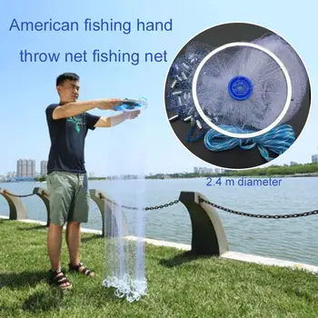 

Mesh Hole Net Durable Practical White 2.4m Folding Fishnet Fishing Tools Salvage Network Fishing Gill Net Fish Line