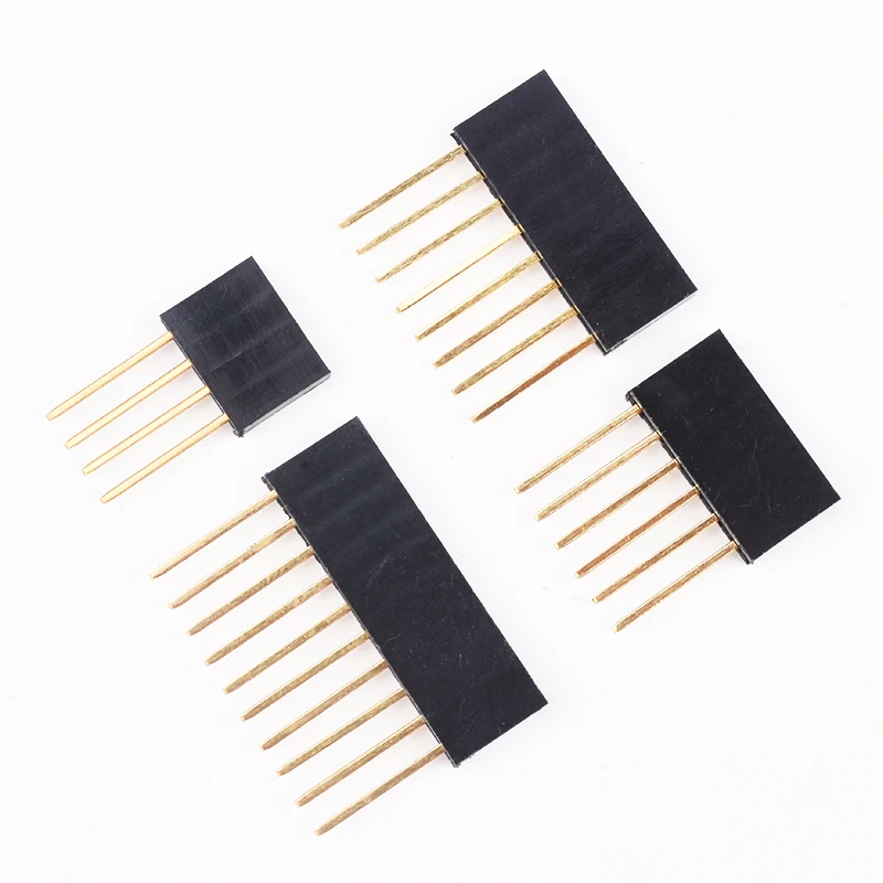 Pin Header 10-100pcs 1X2/3/4/6/8/10/15 Pin 2.54MM Stackable Long Legs Femal Header Arduino Shield Stlxy