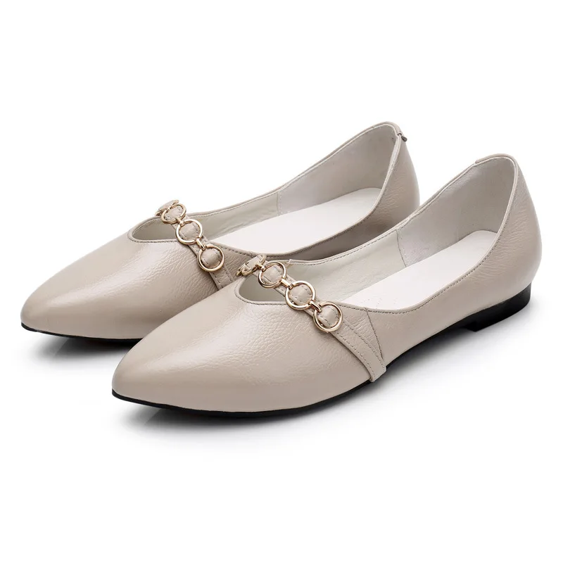 

Special Offer Autumn New Style Korean-style Versatile Shoes Pointed Shallow Mouth Genuine Leather Slip-on Grandma Shoes Soft Lea