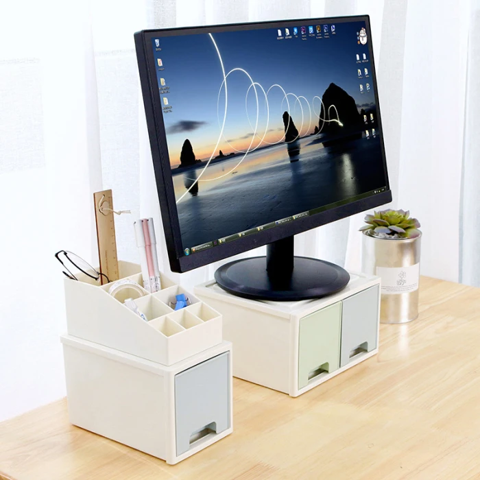 LCD Monitor Stand Holder Bracket with Office Drawer Storage Box Organizer for Desktop JHP-Best