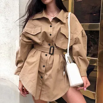 

Autumn Women Windbreaker Coat Autumn Khaki Double Breasted Long Slim Vintage Women Windbreaker Overcoat Jacket Coat Outwear 2019