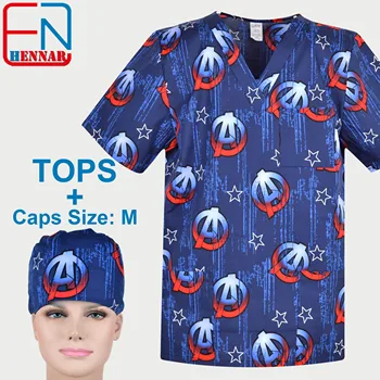 

NEW 1908 Hennar Brand men medical scrub top 100% cotton Medical uniforms