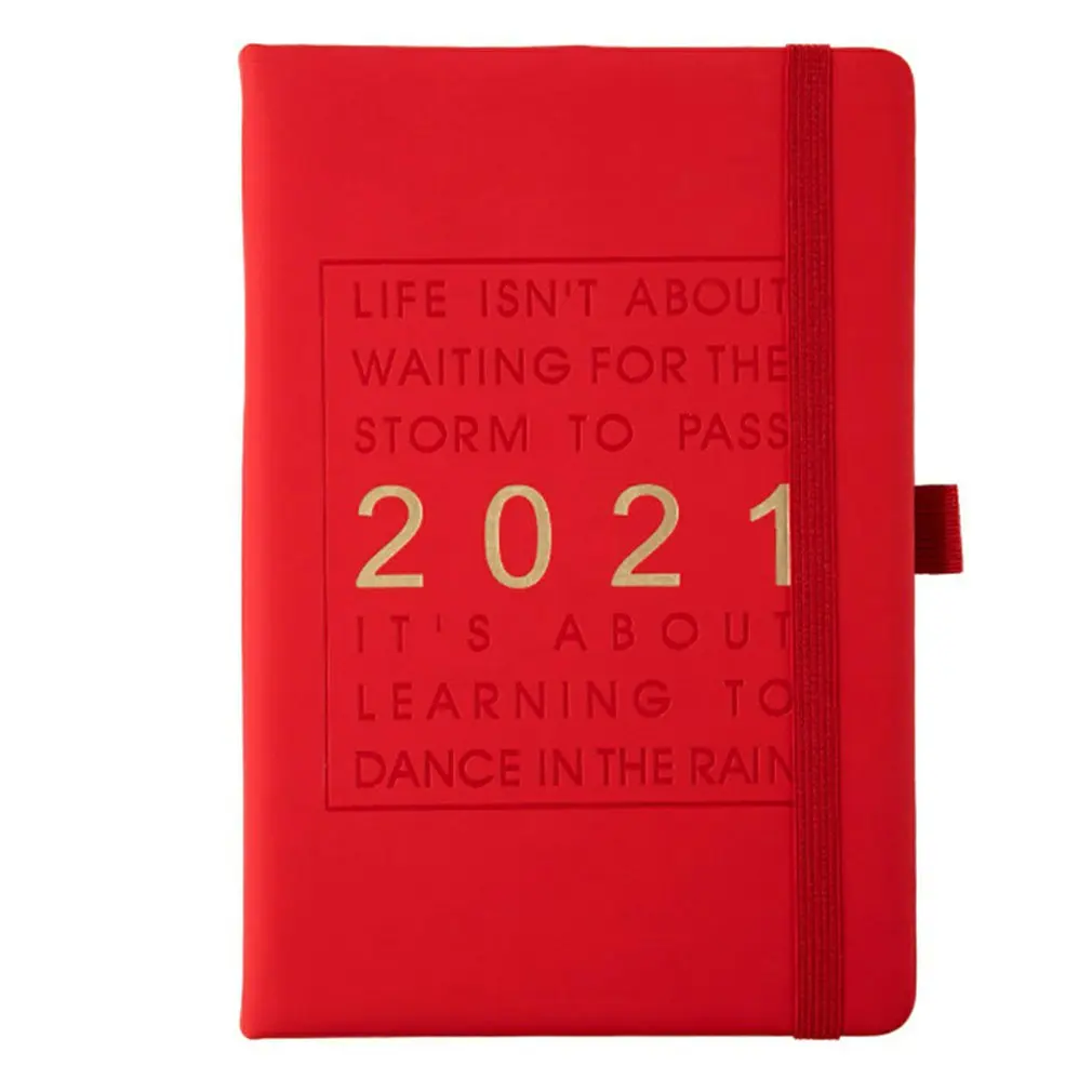 

2021 English Internal Pages Personal Agenda Planner Schedule Notebook Planner Monthly Planner PU Leather Soft Cover