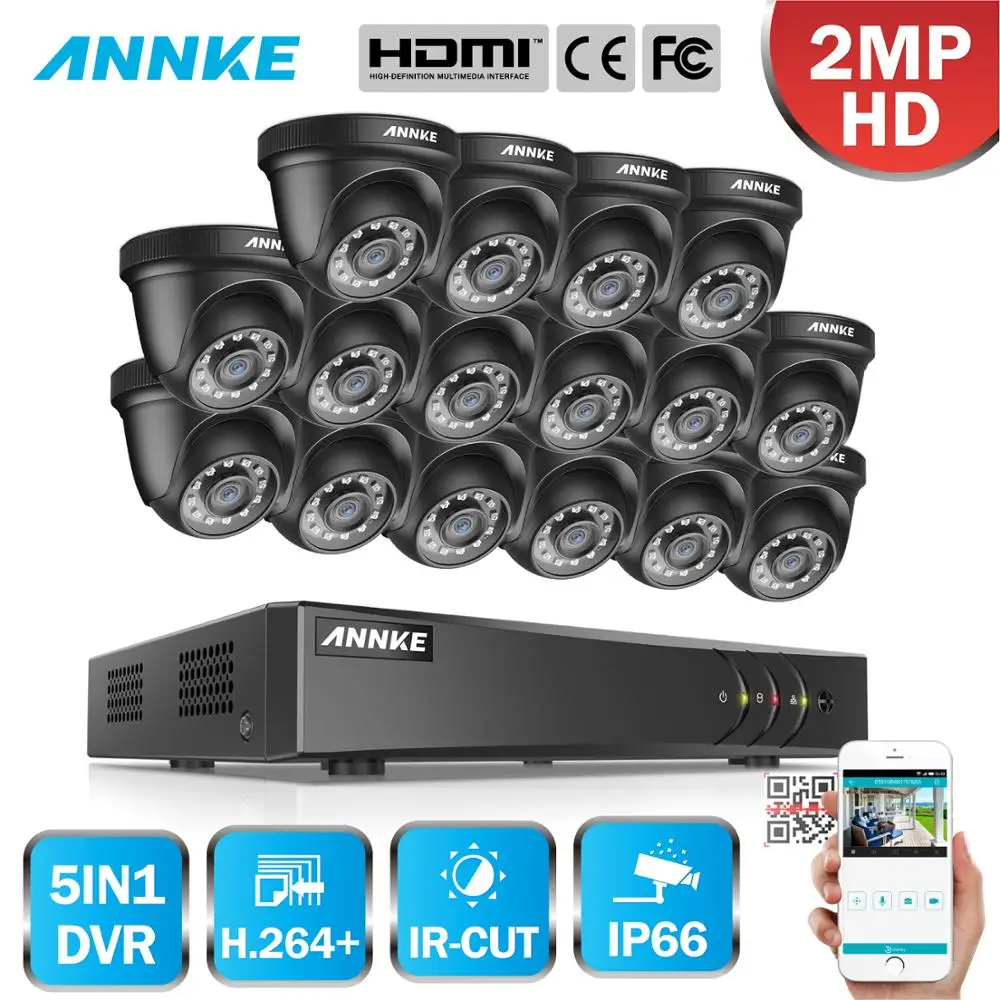 ANNKE 1080P 16CH CCTV камера DVR система 16 шт Водонепроницаемая 2.0MP HD-TVI купольная камера s домашний комплект видеонаблюдения Обнаружение движения