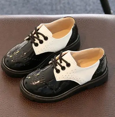 picture color Classic Soft Girls Shoes Soft PU Leather Casual Flats For Toddlers Big Kids Lace-up Children Sneakers All-match - Color: picture color