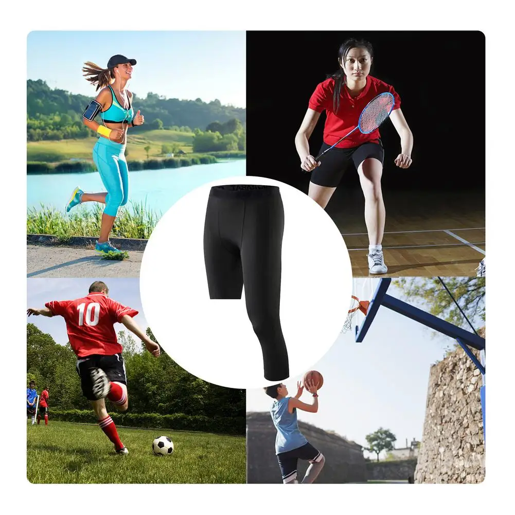 Men's Pants Single-Leg Basketball Tights Men's 3/4 Compression Pants Leggings Tights Mens Tight Athletic Perspiration F