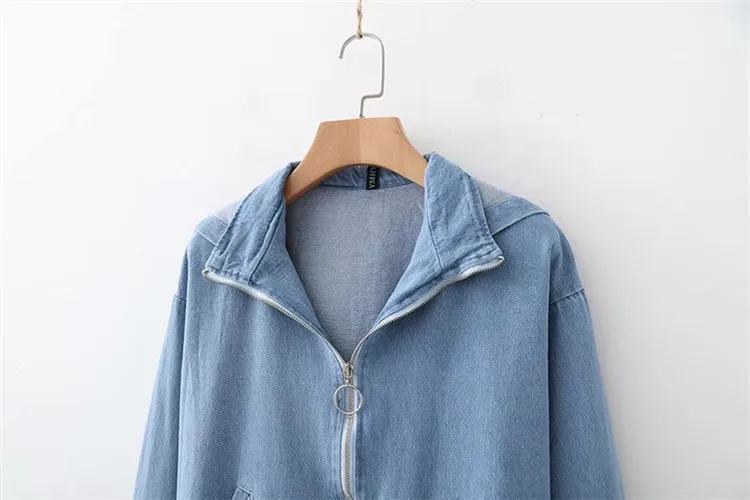 

2018 Europe And America Autumn New Style WOMEN'S Dress Versitile Fashion Slimming Big Hat Jacket Denim Top
