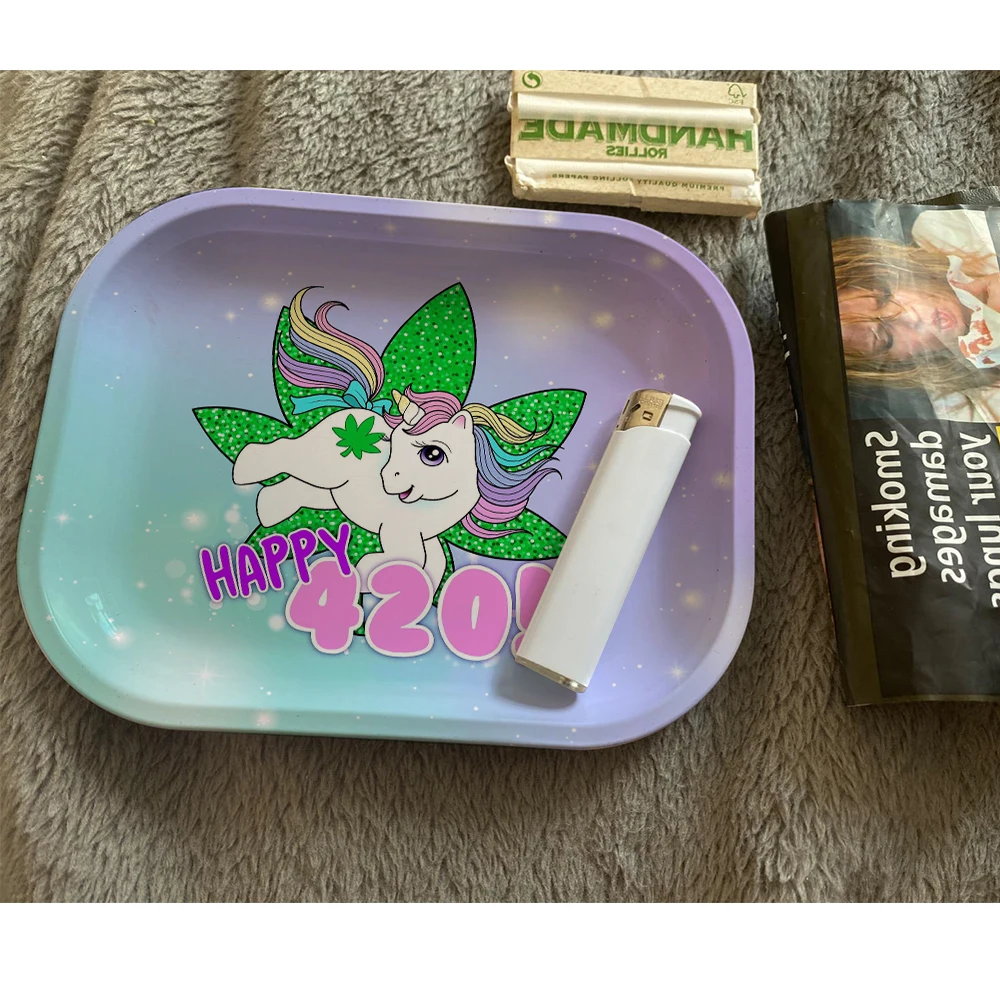 TOP Quality Cartoon Tray 180*140 MM Small Tobacco Rolling Smoking DIY Accessories Metal Trays Birthday Gifts Wholesale | Дом и сад