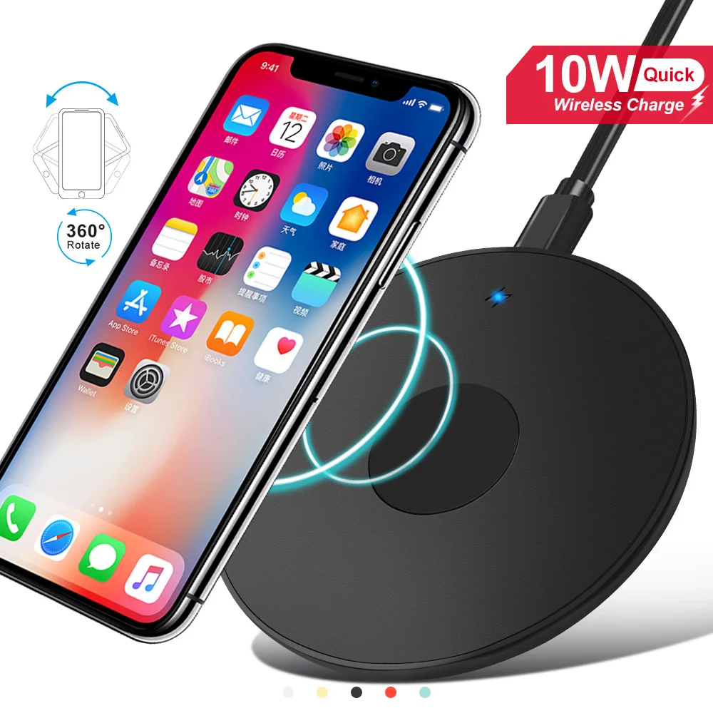 Беспроводное зарядное устройство Qi 10 Вт для Iphone 11 Pro X Xs Max XR Samsung S8 S9 S10 Plus Note