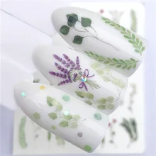 1 pçs água prego decalque e adesivo flor folha árvore verde simples verão slider para unhas manicure arte do prego watermark dicas psak11