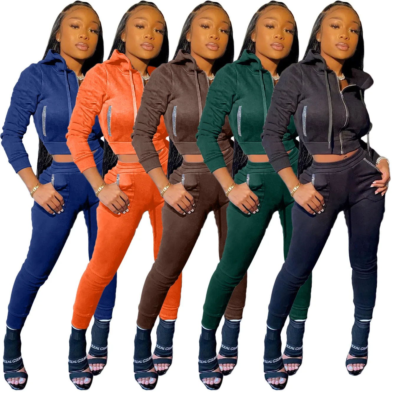 

Sweatpants Suit Set Fitness Women Cardigan Jacket Jogging Pants Casual Solid 2 Piece Set Work Out Biker Trousers Matching Suit