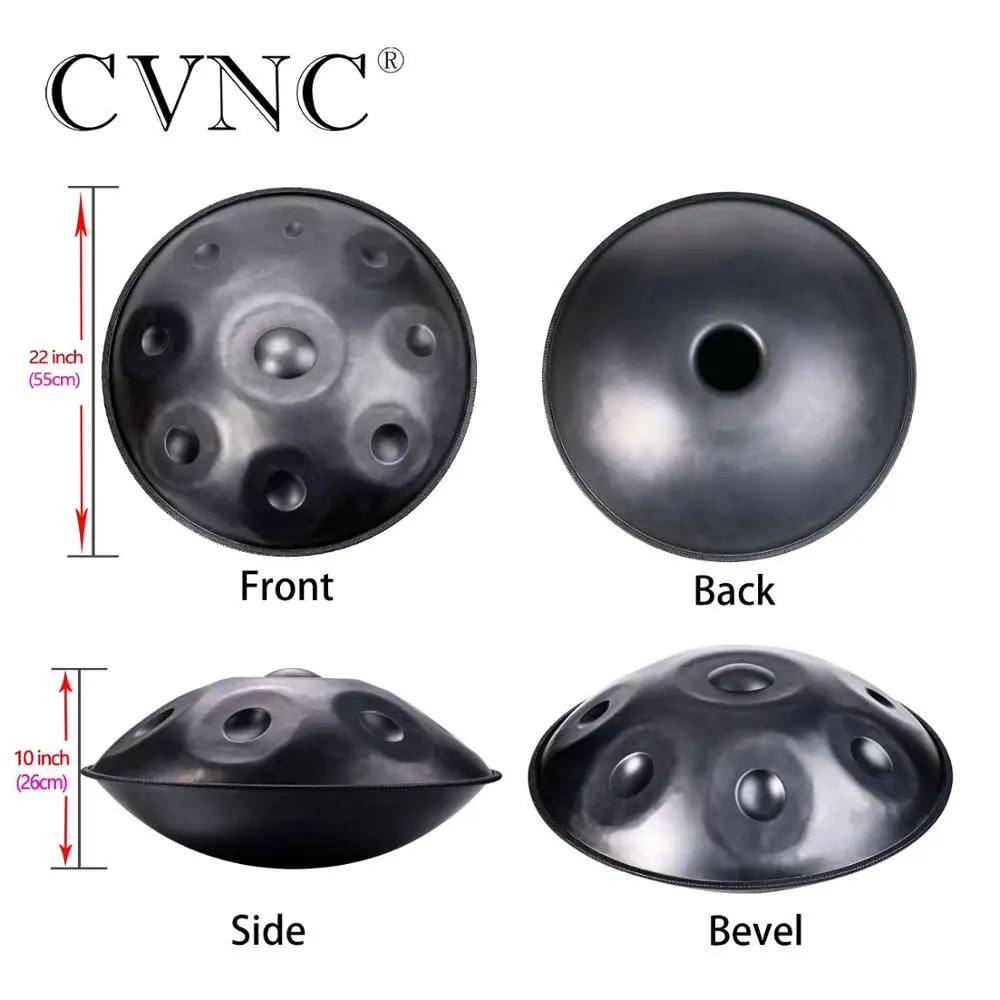 CVNC Harmonic Handpan серый цвет 9 Примечание стальной язык ударный барабан 21,65 дюймов(55 см) ручной барабан ручной поддон висячая сумка