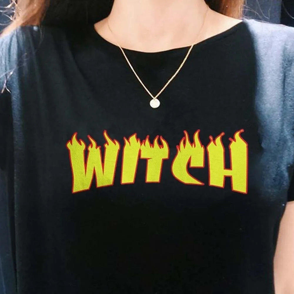 Пламя странные вещи футболка с принтом для женщин гранж хипстер унисекс мужские черные футболки ведьма готика женские Топы Одежда