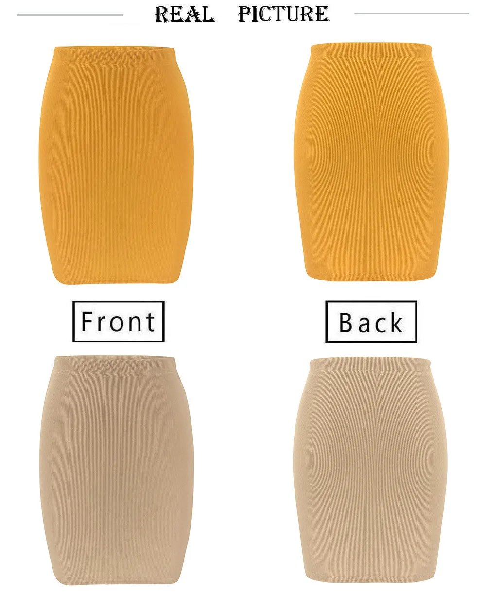 Женская трикотажная короткая юбка Tretch, тонкая мини-юбка карандаш с высокой талией, однотонная Сексуальная мини-юбка для офиса, для работы