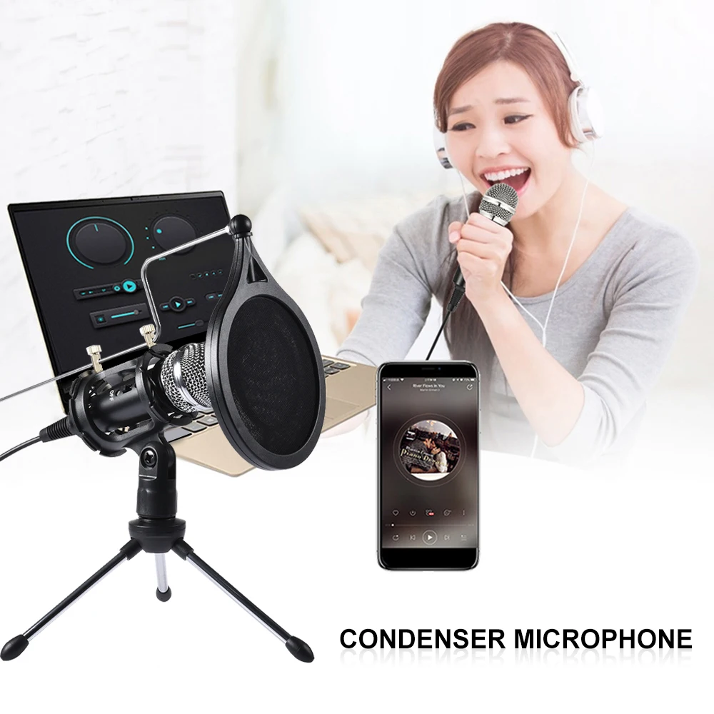 Microfone do telefone móvel do condensador de gravação microfone 3.5mm jack microfone para computador pc karaoke mic para telefone